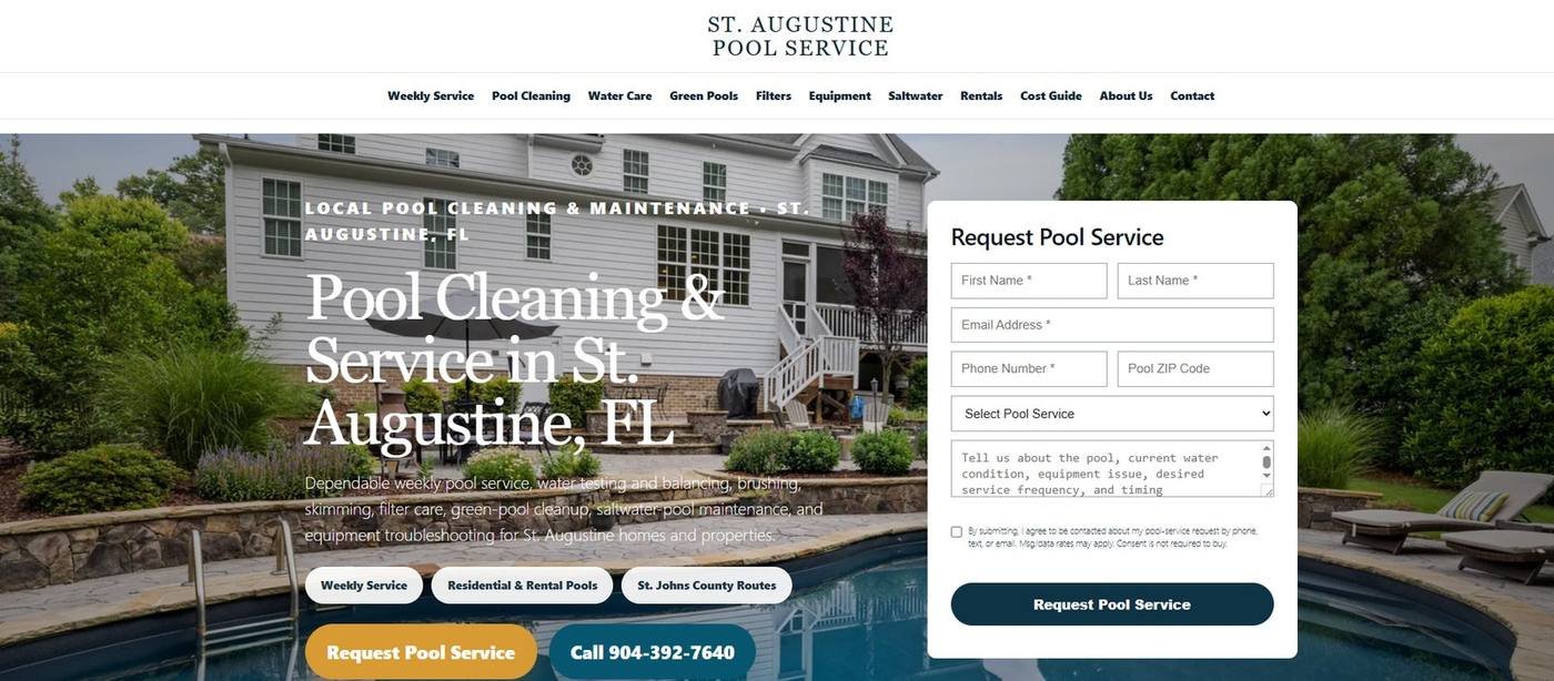 Pool Service Website screenshot