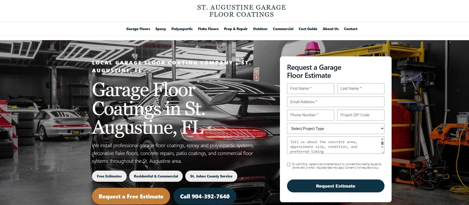 Garage Floor Coating Website screenshot
